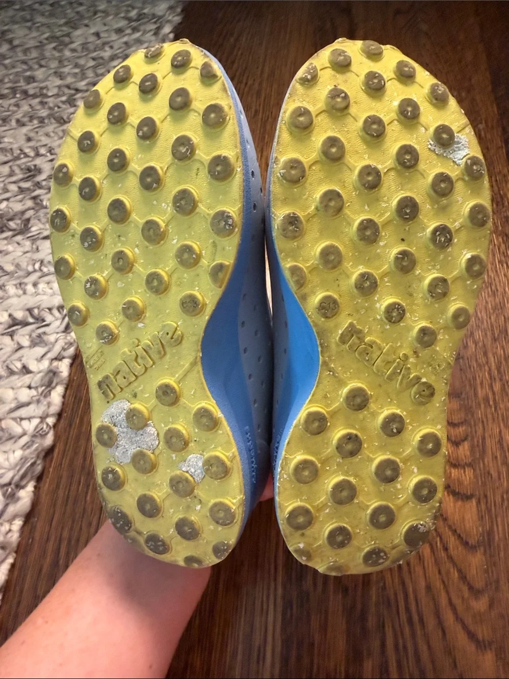 Native Kids Sugarlite Water Shoes in Light Blue with Yellow Accents